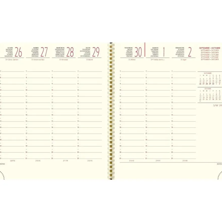 Agenda Rialto - 1 semaine sur 2 pages - 16 mois - 15 x 17 cm - bleu - Exacompta