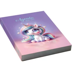 Agenda scolaire journalier 12 x 17 cm - couverture souple - motif licorne