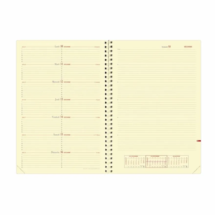 Agenda spiralé Impala Note 29 avec répertoire - 1 semaine sur 2 pages - 21 x 29,7 cm - noir - Quo Vadis