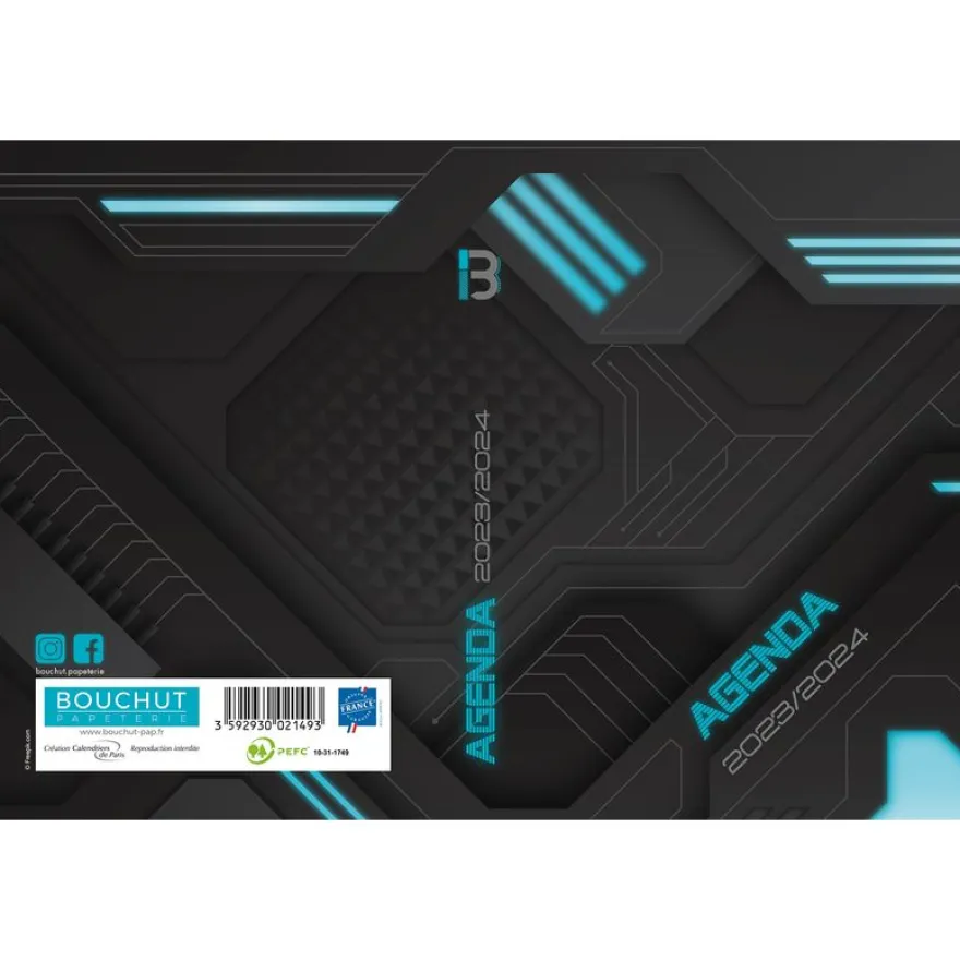 Agenda Techno - 1 jour par page - 12,5 x 17,5 cm - bleu - Bouchut