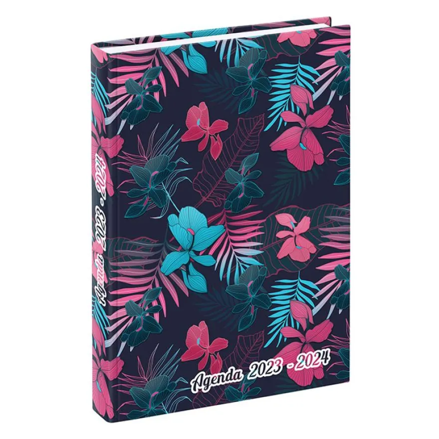 Agenda Tropical Night - 1 jour par page - 12 x 17 cm - bleu ou vert - Viquel