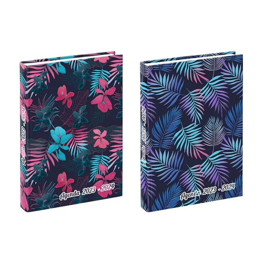Agenda Tropical Night - 1 jour par page - 12 x 17 cm - bleu ou vert - Viquel