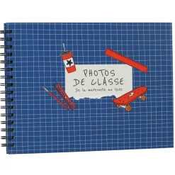 Album photos à spirales ERICA "Mes Photos de classe" pour 40 photos 22 x 29,5 cm coloris bleu