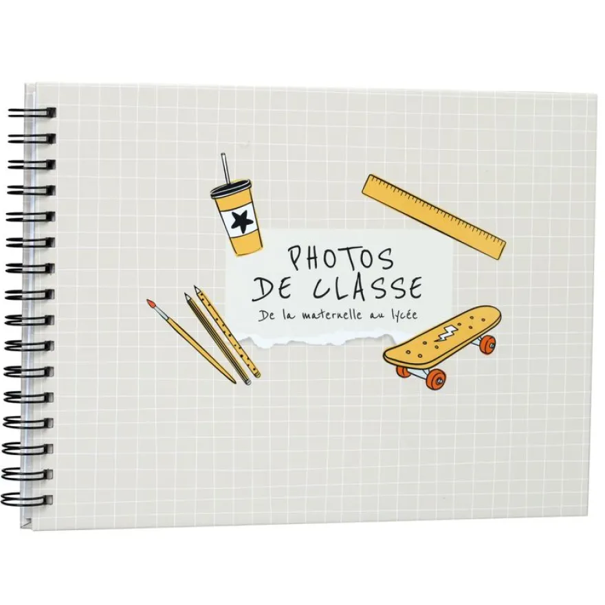 Album photos à spirales ERICA "Mes Photos de classe" pour 40 photos 22 x 29,5 cm coloris beige