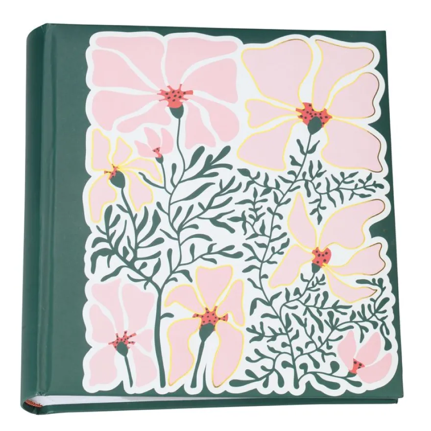 Album photos fantaisie mémo 200 ERICA "Flowers 4" pour 200 photos 10 x 15 cm coloris vert