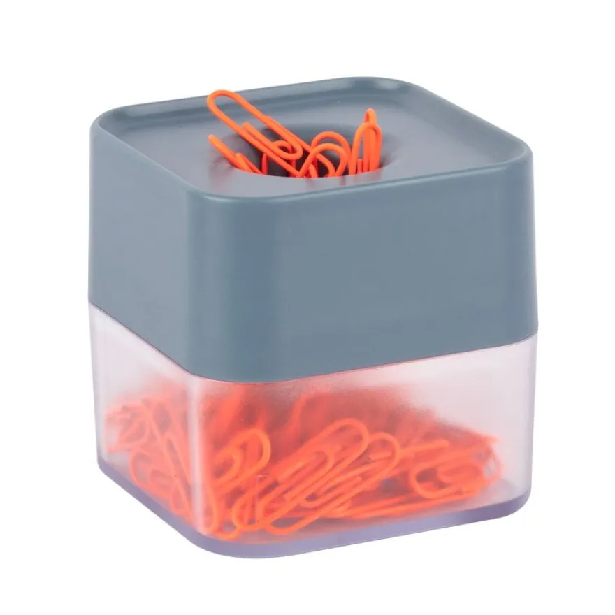 APLI 19927 - Distributeur de trombones magnétique bleu avec 100 trombones orange, collection Neon