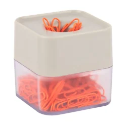 APLI 19925 - Distributeur de trombones magnétique gris avec 100 trombones orange, collection Neon