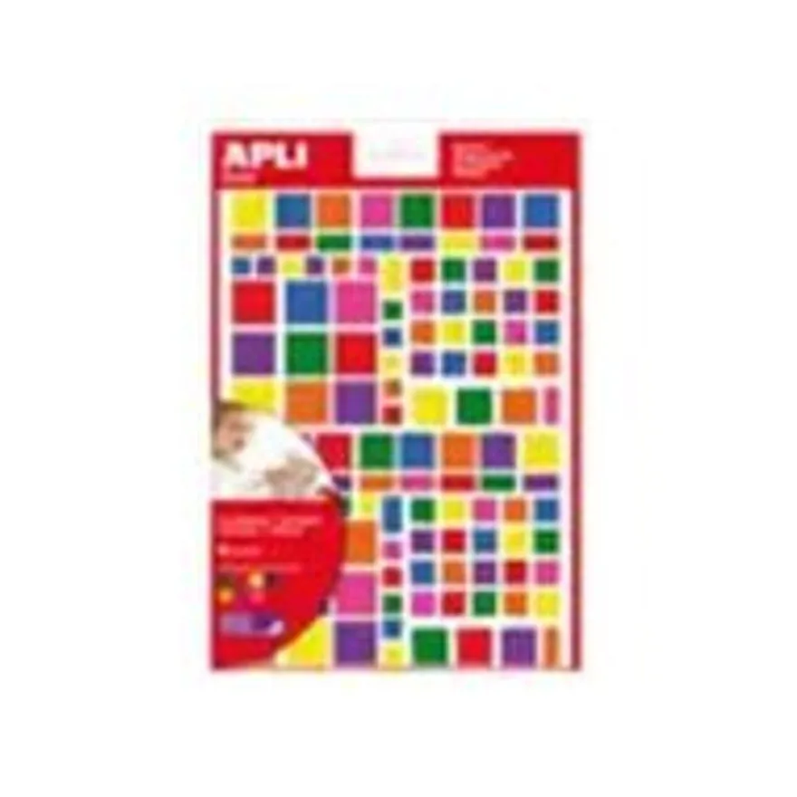 Apli - 6 feuilles gommettes carrées - coloris assortis