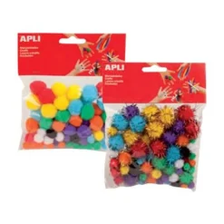 Apli - 78 pompons - coloris assortis brillants