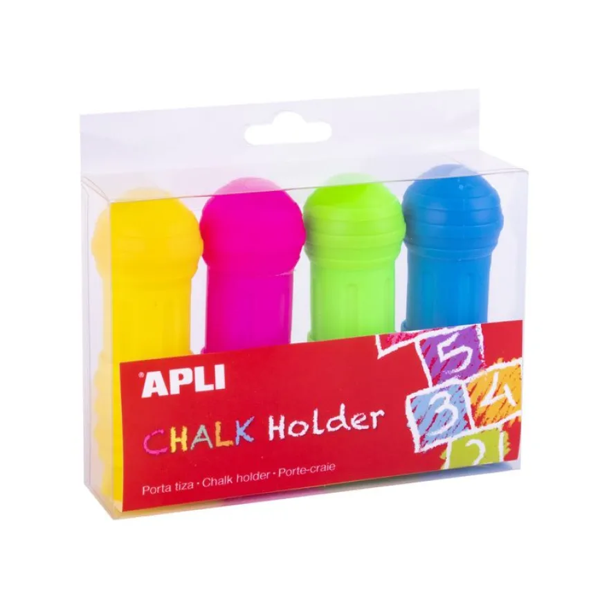 APLI - 4 porte-craies - 25mm - couleurs assorties