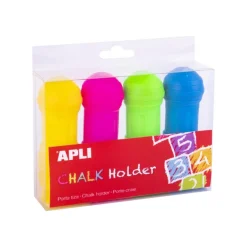 APLI - 4 porte-craies - 25mm - couleurs assorties