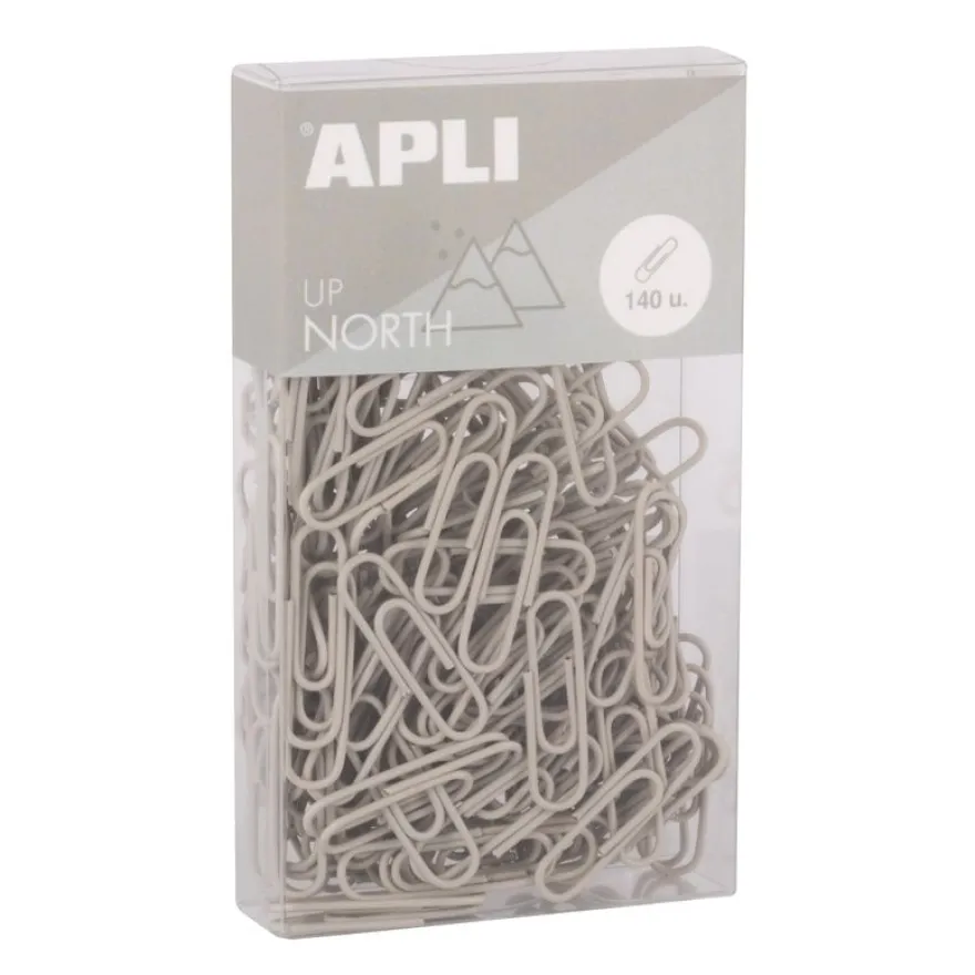 APLI 19978 - Trombones métalliques de bureau 28 mm - 140 unités, Gris - collection Up north