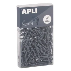 APLI 19979 - Trombones métalliques bleu gris 28 mm, boîte de 140, Collection Up North