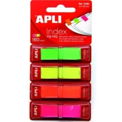 Apli - Marque-pages (Index) - 12 x 45 mm - couleurs fluos