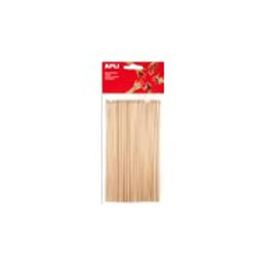 Apli - Pics en bois naturel - 50 batônnets pointus de 20 cm x 3 mm