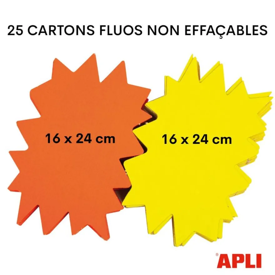 Apli Agipa - 25 éclatés fluo - jaune/orange - 16 x 24 cm