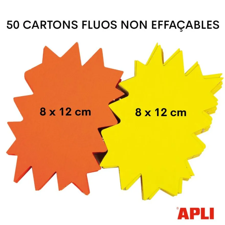 Apli Agipa - 50 éclatés fluo - jaune/orange - 8 x 12 cm