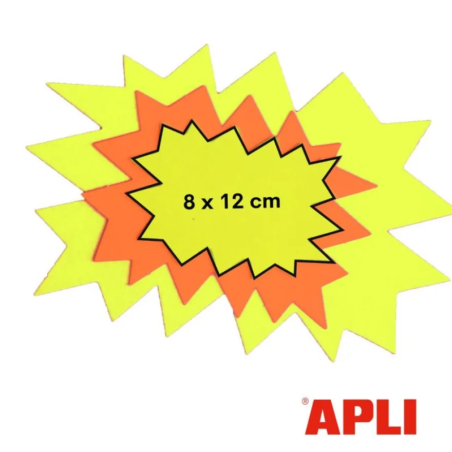 Apli Agipa - 10 éclatés fluo effaçables - jaune/orange - 8 x 12 cm