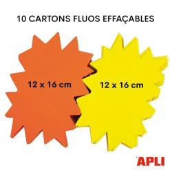 Apli Agipa - 10 éclatés fluo effaçables - jaune/orange - 12 x 16 cm