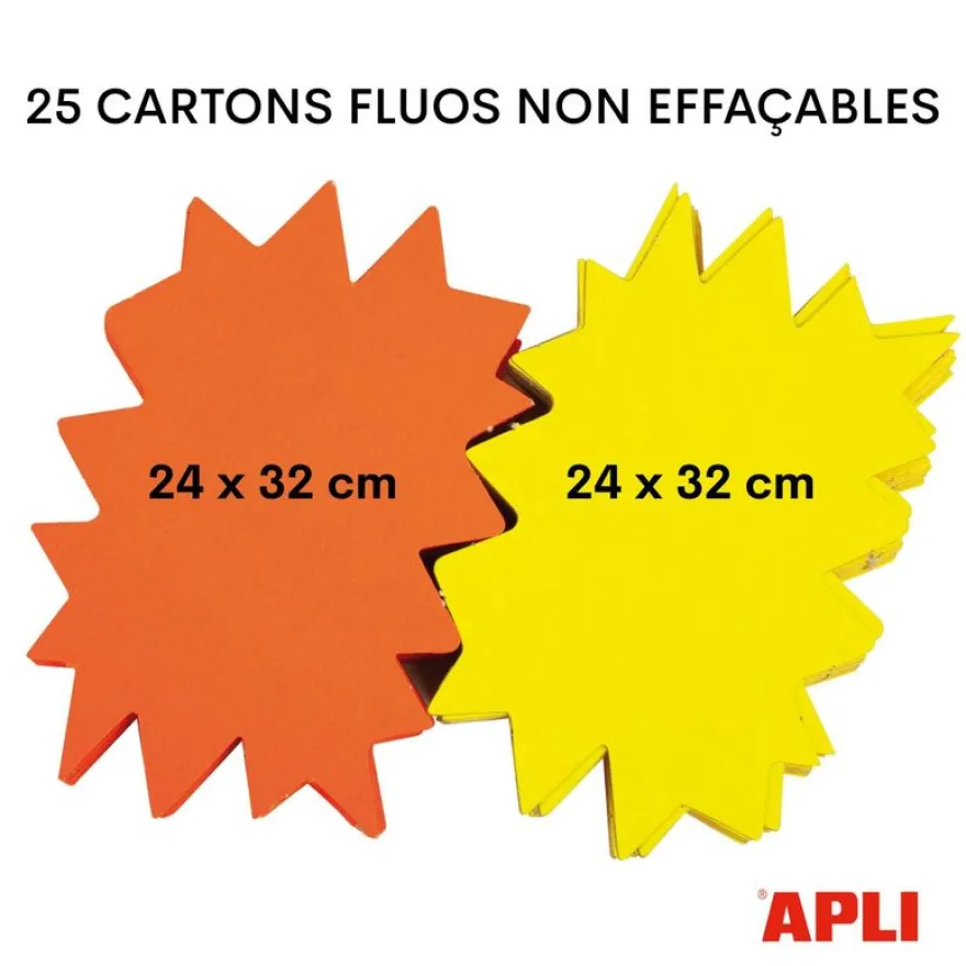 Apli Agipa - 25 éclatés fluo non effaçables - 24 x 32 cm