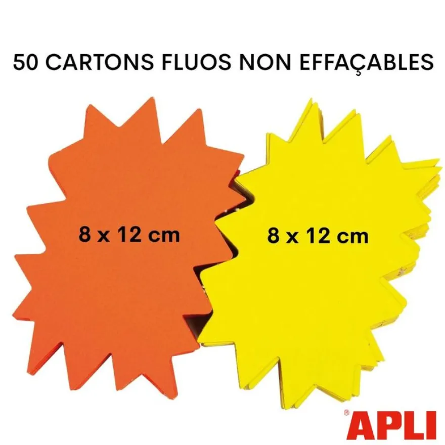 Apli Agipa - 50 éclatés fluo non effaçables - jaune/orange - 8 x 12 cm