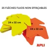 Apli Agipa - 25 flèches fluo non effaçables - jaune/orange - 24 x 32 cm