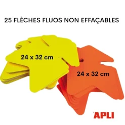 Apli Agipa - 25 flèches fluo non effaçables - jaune/orange - 24 x 32 cm
