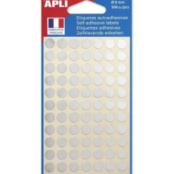 Apli Agipa - 308 Pastilles adhésives - argent - diamètre 8 mm - réf 100601