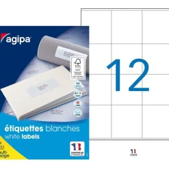 Apli Agipa - 1200 Étiquettes adhésives blanches multi-usages - 70 x 67,7 mm - coins droits - réf 118997