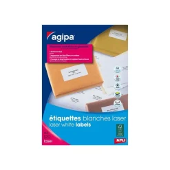 Apli Agipa - 1800 Étiquettes adhésives blanches multi-usages (imprimante laser) - 63,5 x 46,6 mm - réf 119716