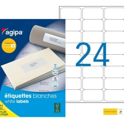 Apli Agipa - 600 Étiquettes adhésives blanches multi-usages - 63,5 x 33,9 mm - coins arrondis - réf 119641