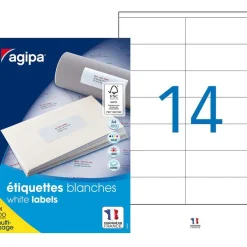 Apli Agipa - 1400 Étiquettes adhésives blanches multi-usages - 105 x 42 mm - coins droits - réf 119008