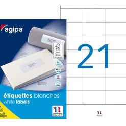 Apli Agipa - 2100 Étiquettes adhésives blanches multi-usages - 70 x 42 mm - coins droits - réf 119009