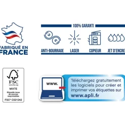 Apli Agipa - 2100 Étiquettes adhésives blanches multi-usages - 70 x 42 mm - coins droits - réf 119009