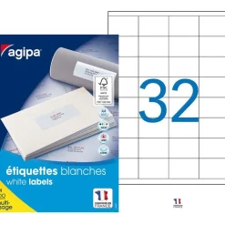 Apli Agipa - 3200 Étiquettes adhésives blanches multi-usages - 51 x 33,8 mm - coins droits - réf 100634