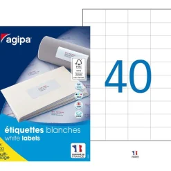 Apli Agipa - 4000 Étiquettes adhésives blanches multi-usages - 52,5 x 29,7 mm - coins droits - réf 100984