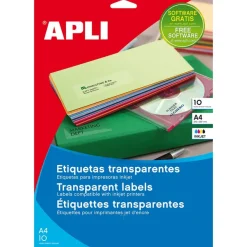 Apli Agipa - 210 Étiquettes adhésives transparentes - 63,5 x 38,1 mm - Impression jet d'encre - coins arrondis - réf 10967