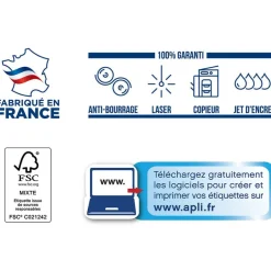 Apli Agipa - 1800 Étiquettes adhésives blanches multi-usages - 63,5 x 46,6 mm - coins arrondis - réf 100981