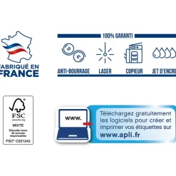 Apli Agipa - 6400 Étiquettes adhésives blanches multi-usages - 45,7 x 16,9 mm - coins arrondis - réf 102202