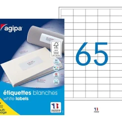 Apli Agipa - 6500 Étiquettes adhésives blanches multi-usages - 38 x 21,2 mm - coins droits - réf 118990