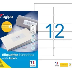 Apli Agipa - 1200 Étiquettes adhésives blanches multi-usages - 99,1 x 42,3 mm - coins arrondis - réf 101311
