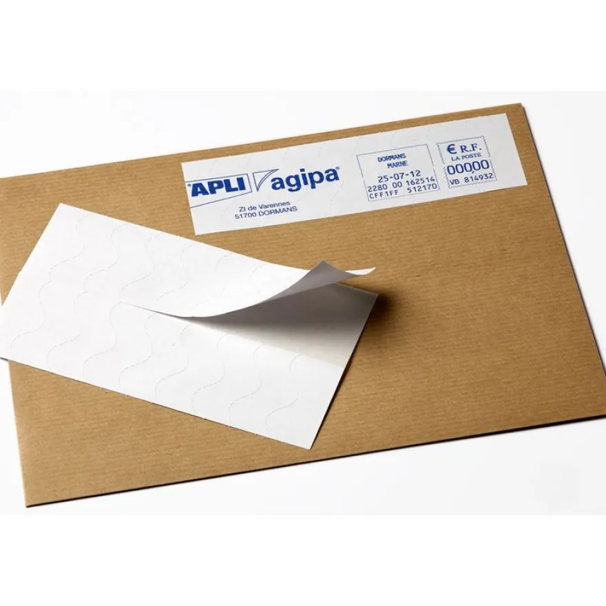 Apli Agipa - 1000 Étiquettes affranchissement blanches - 140 x 40 mm - coins droits - réf 115498