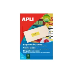 Apli Agipa - 100 Étiquettes jaunes - adhésif permanent - A4 (210 x 297 mm) - coins droits - réf 119041