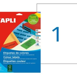 Apli Agipa - 20 Étiquettes jaunes - adhésif permanent - A4 (210 x 297 mm) - coins droits - réf 1599