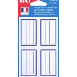 Apli Agipa - 32 Étiquettes scolaires cadre et lignes bleus - 36 x 56 mm - réf 111977