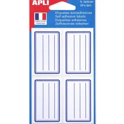 Apli Agipa - 20 Étiquettes scolaires cadre et lignes bleus - 36 x 56 mm - réf 11277
