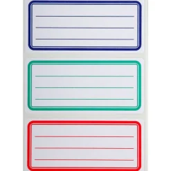 Apli Agipa - 9 Étiquettes scolaires cadre et lignes bleus, rouges, verts - 81 x 36 mm - réf 111981