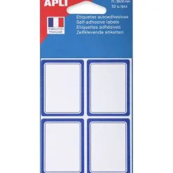 Apli Agipa - 32 Étiquettes scolaires cadre bleu - 38 x 50 mm - réf 111961