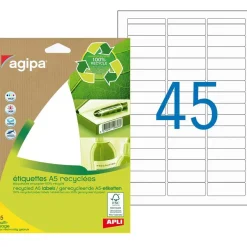 Apli Agipa - Etui A5 - 630 Étiquettes 100% recyclées blanches multi-usages - 12,8 x 38 mm - coins arrondis - réf 101244