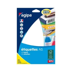 Apli Agipa - Etui A5 - 64 Étiquettes blanches multi-usages - 97,5 x 68 mm - coins arrondis - réf 114038